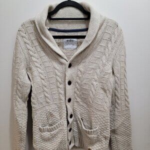 EDC Espirit Melange Oatmeal Chunky Wool Blended Button Cardigan Sweater S Used